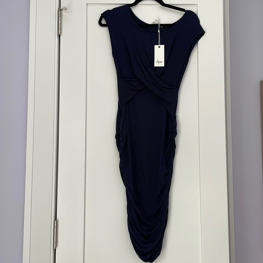 Ripe XS Navy Cross My Heart Maternity Dress